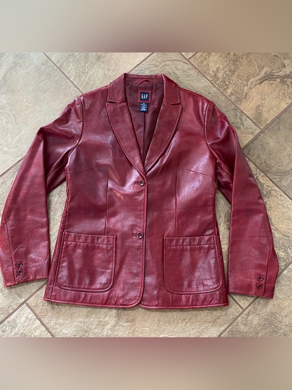 | GAP | Vintage 90’s Red Genuine Leather Blazer